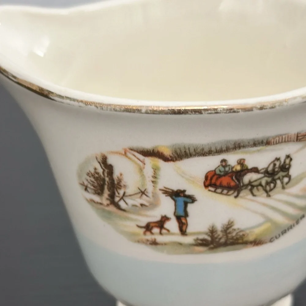 Currier & Ives by Homer Laughlin Vintage Winter Scene Creamer